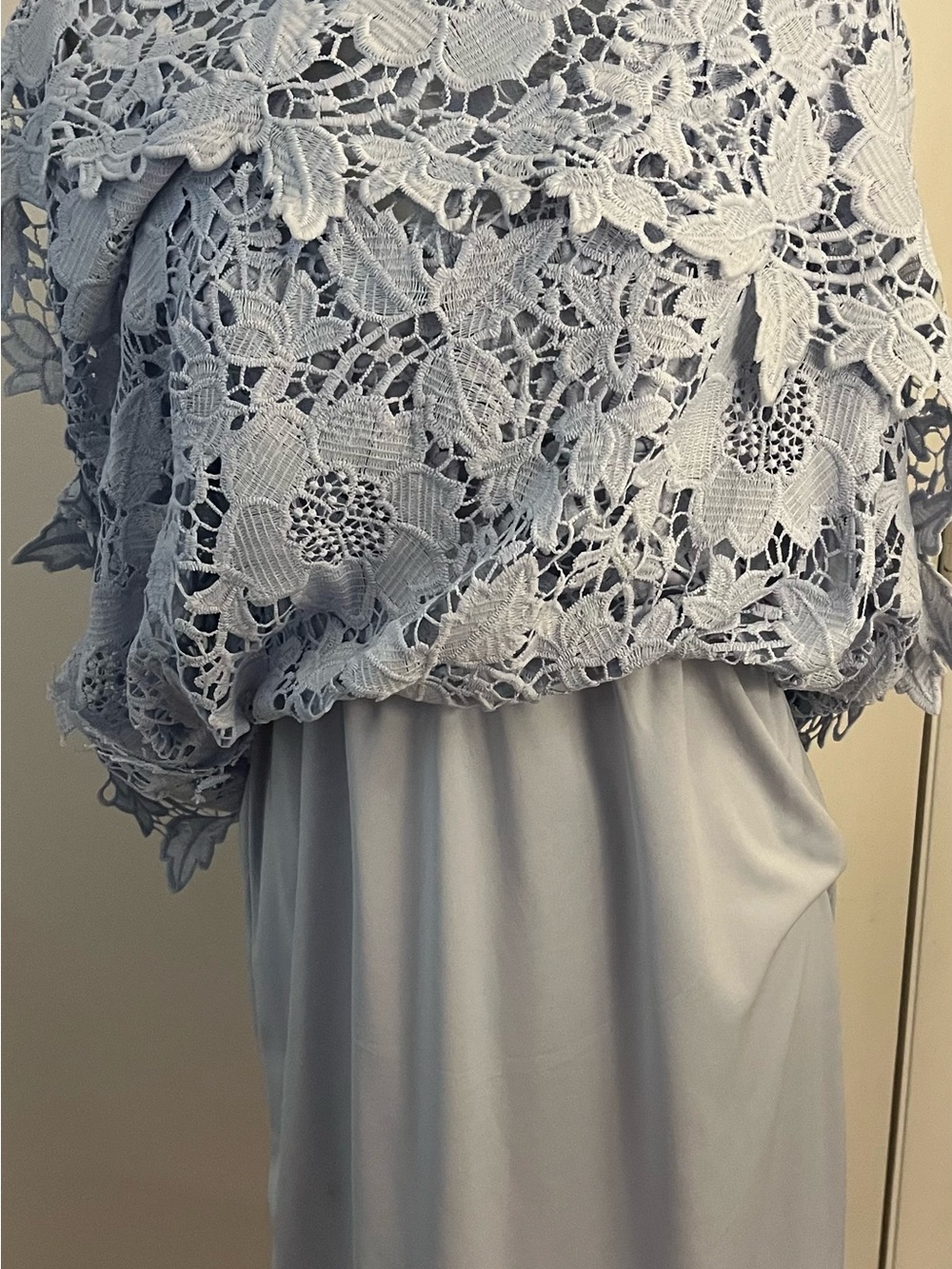 Gorgeous Periwinkle Lace Spring/Summer Spaghetti Strap Dress By Ice Sz 8 - Picture 5 of 6